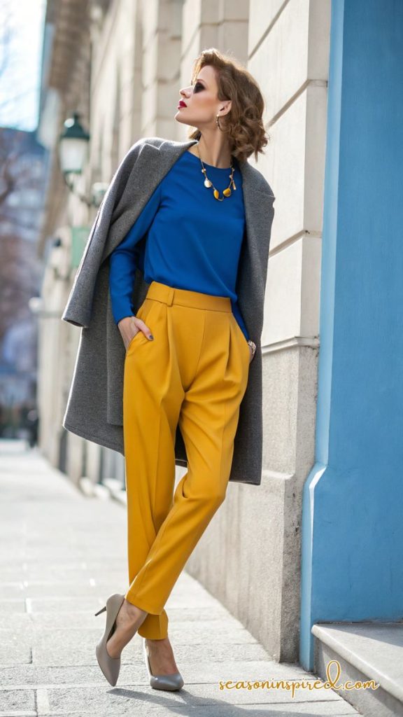 season inspired outfits color blocks
