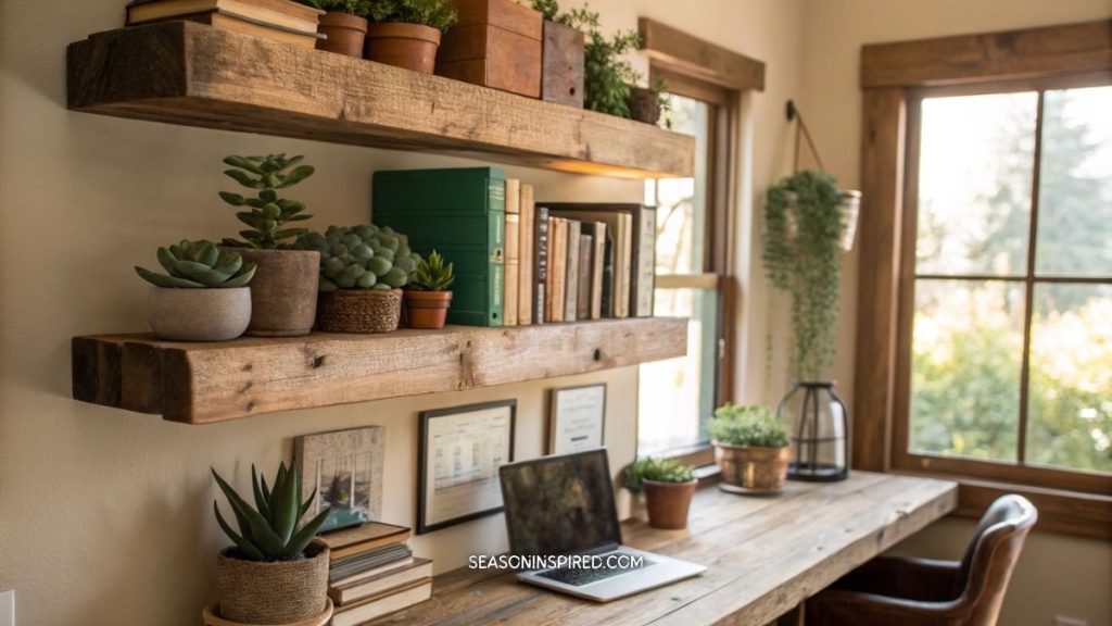 60 Rustic Home Office Ideas: Blending Charm & Productivity 4 rustic home office ideas floating shelves