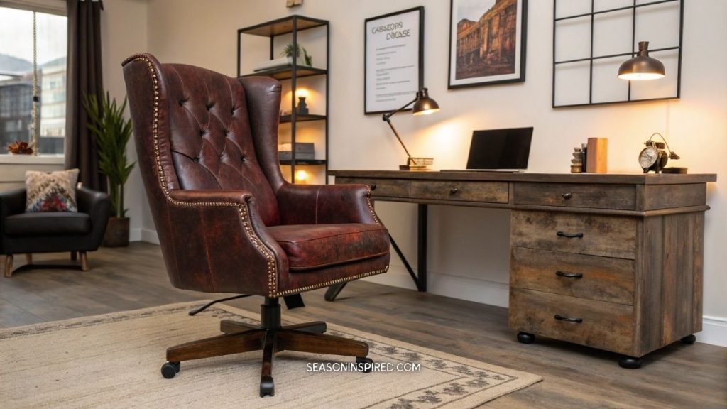 60 Rustic Home Office Ideas: Blending Charm & Productivity 8 rustic home office ideas leather chair