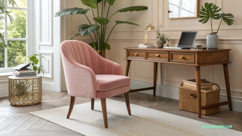 25 Cozy Feminine Home Office Ideas: Style Meets Comfort 3 feminine home office ideas Upholstered chair