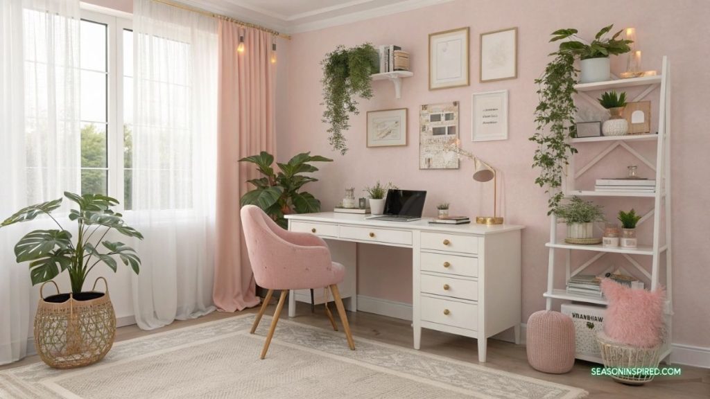 25 Cozy Feminine Home Office Ideas: Style Meets Comfort 2 feminine home office ideas blush color
