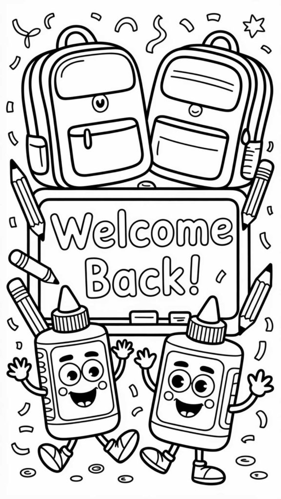 Free Back to School Coloring Pages for Kids (Printable & Fun!) 10 cute and fun school supplies 1