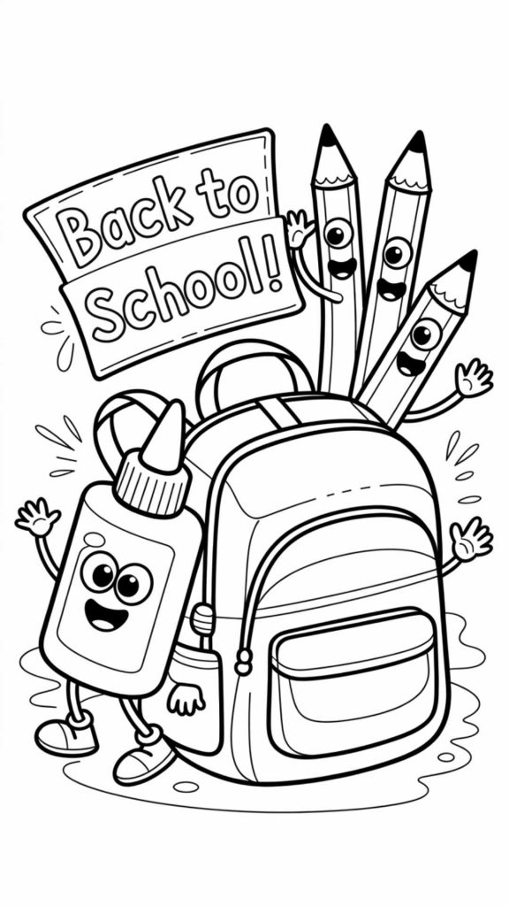 Free Back to School Coloring Pages for Kids (Printable & Fun!) 12 cute and fun school supplies 2